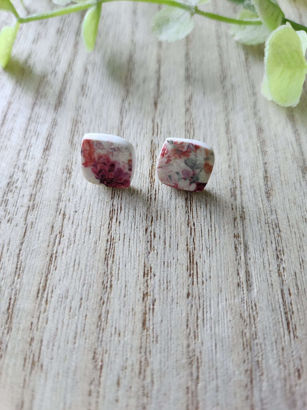 Garden Floral Diamond Stud Clay Earrings