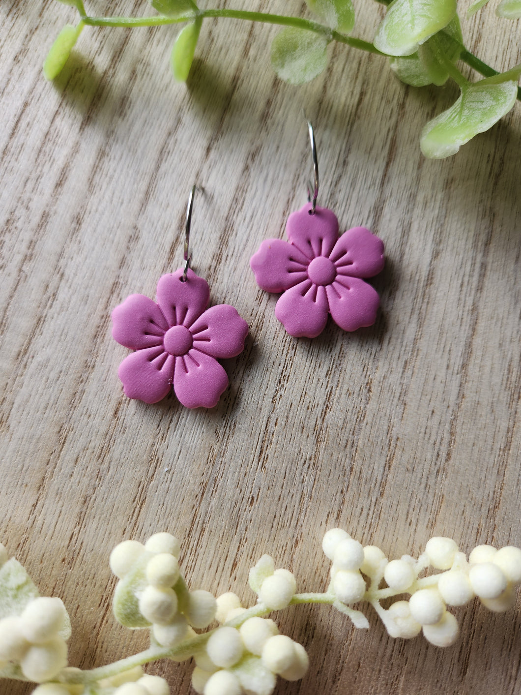 Dark Pink Cherry Blossom Dangles