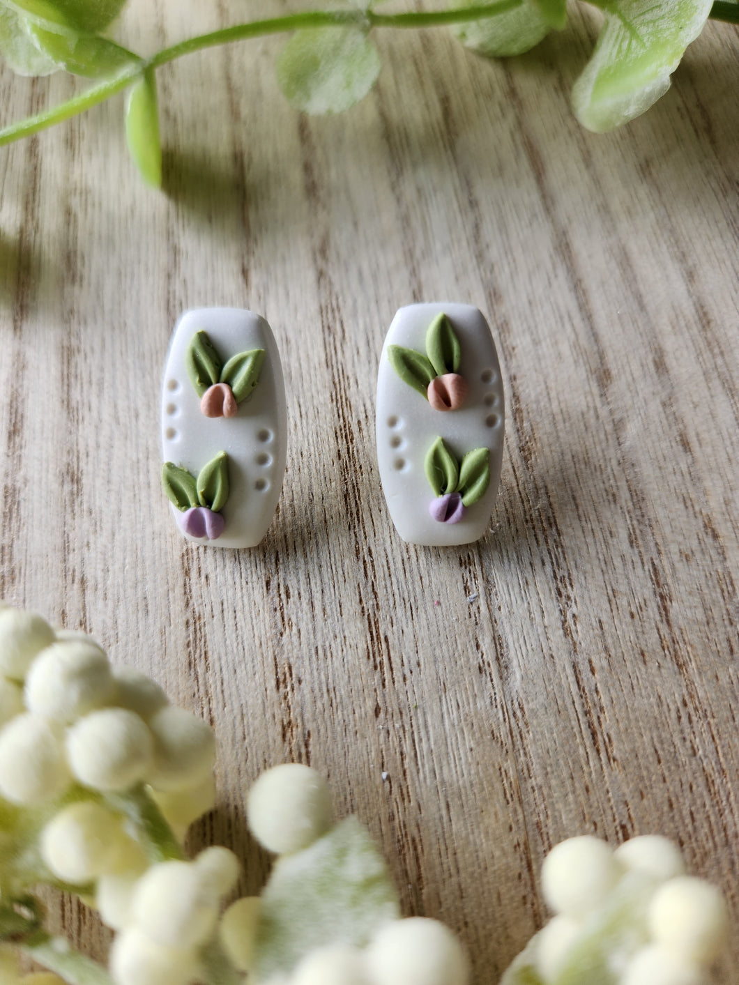 Floral Rectangle Studs