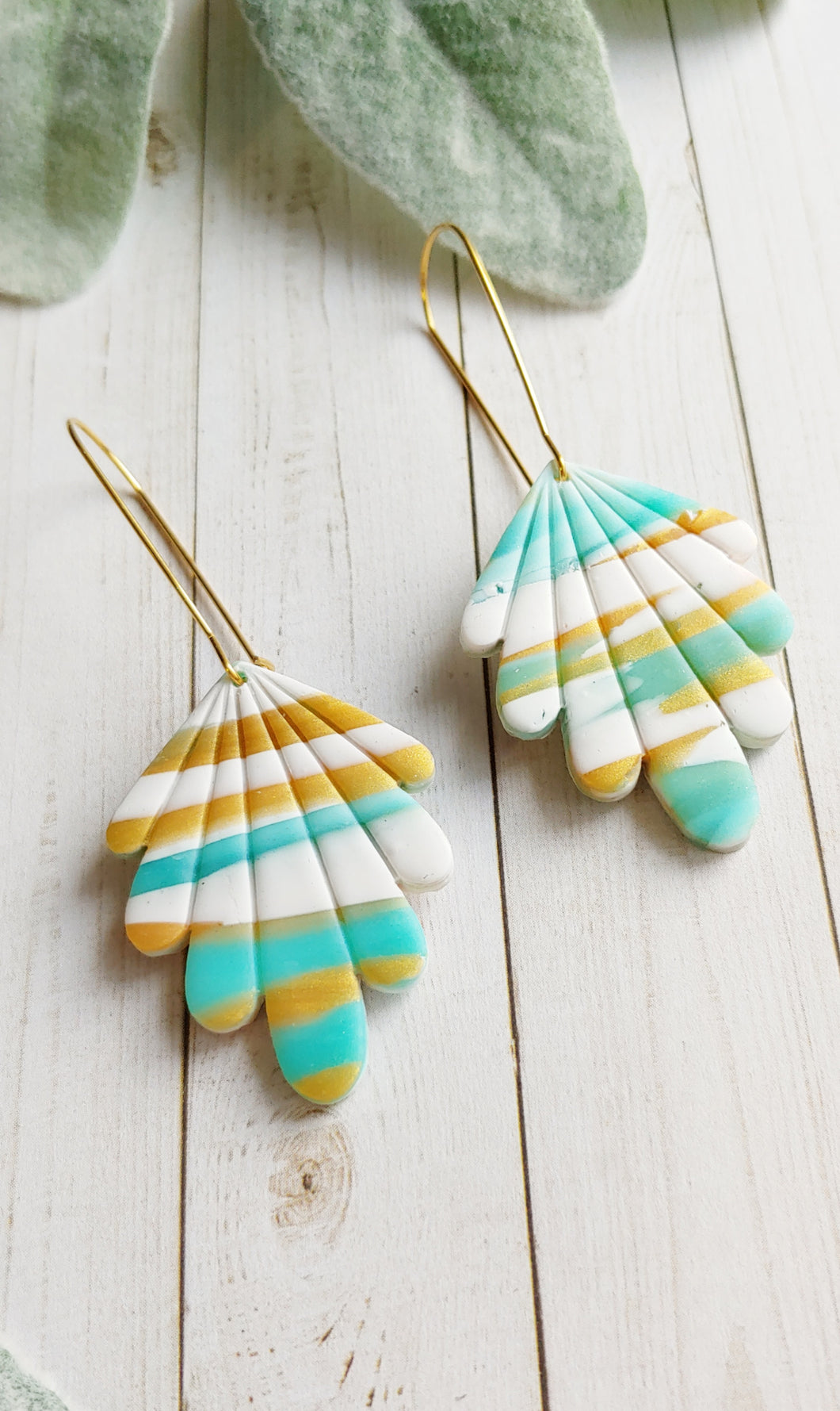 Aqua Gold Large Fan Dangles