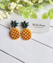 Load image into Gallery viewer, Pineapple Clay Stud Dangle Earrings
